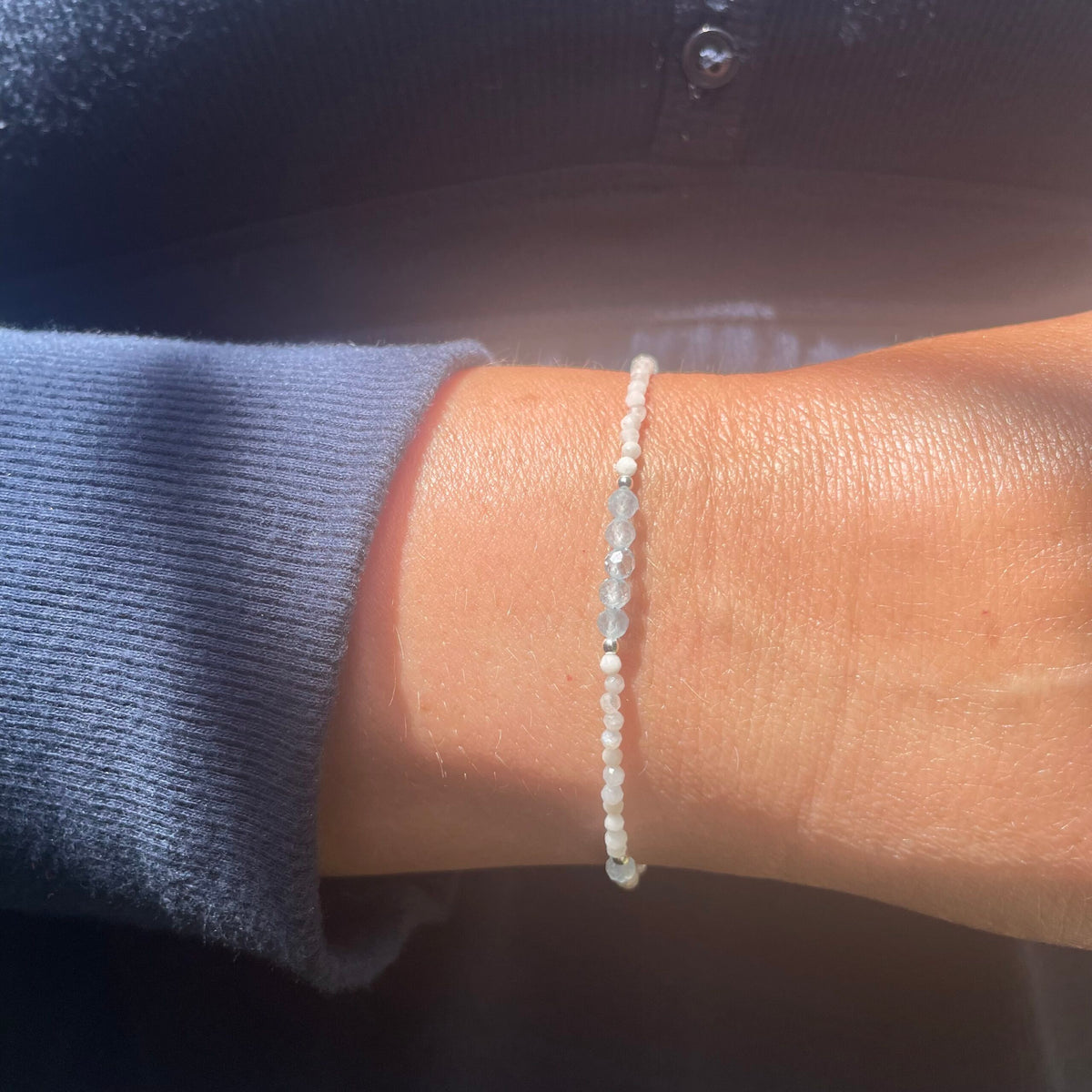 Aquamarine and Moonstone Sterling Silver Bracelet image 2