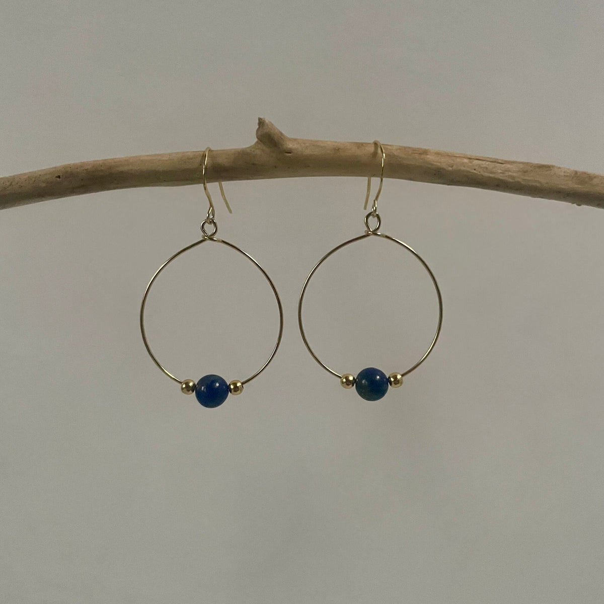 Lapis Lazuli Gold Hoop Earrings image 3