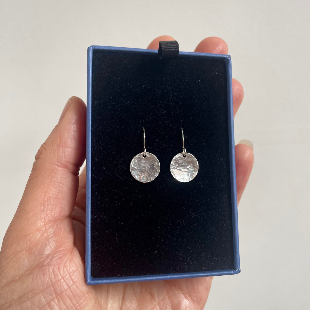 Sterling Silver Hammered Disc Earrings image 2