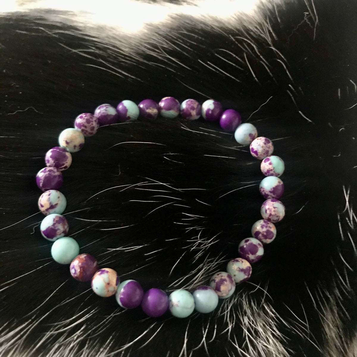Purple and Blue Galaxy Sea Sediment Beaded Bracelet image 1