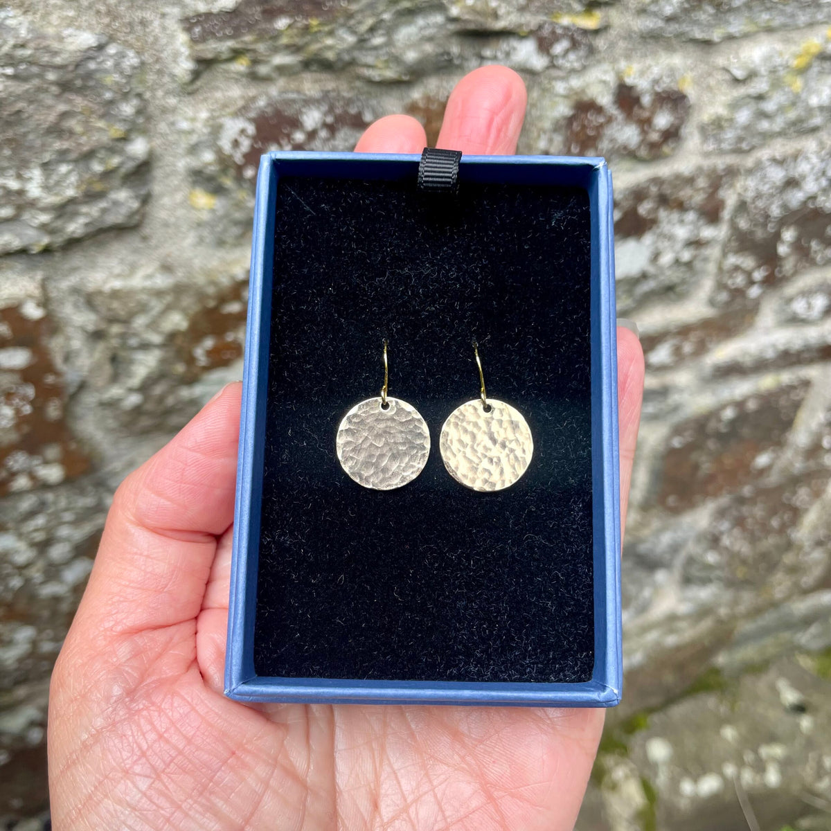Hammered Gold Disc Earrings image 3