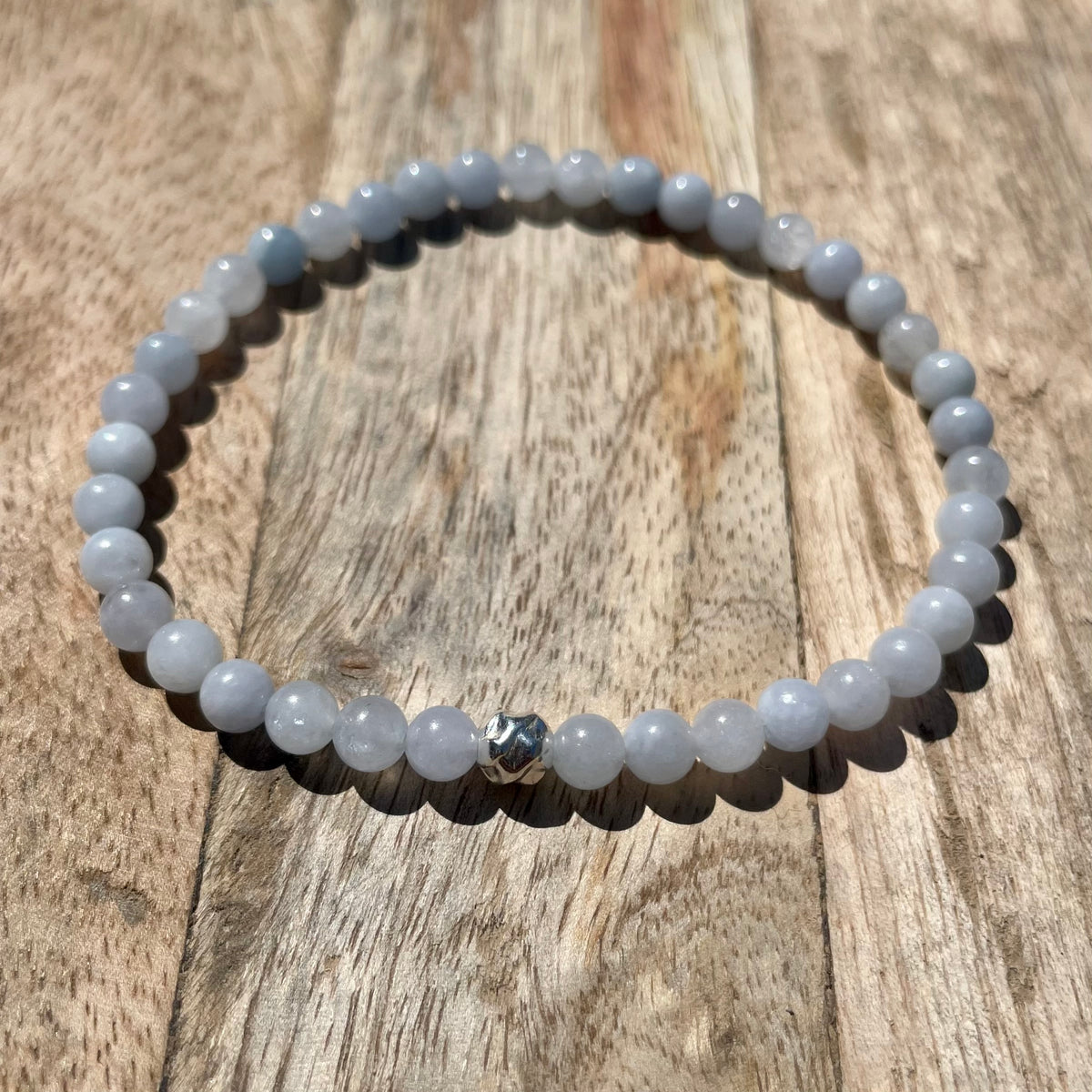 Aquamarine Beaded Bracelet - Sterling Silver image 1