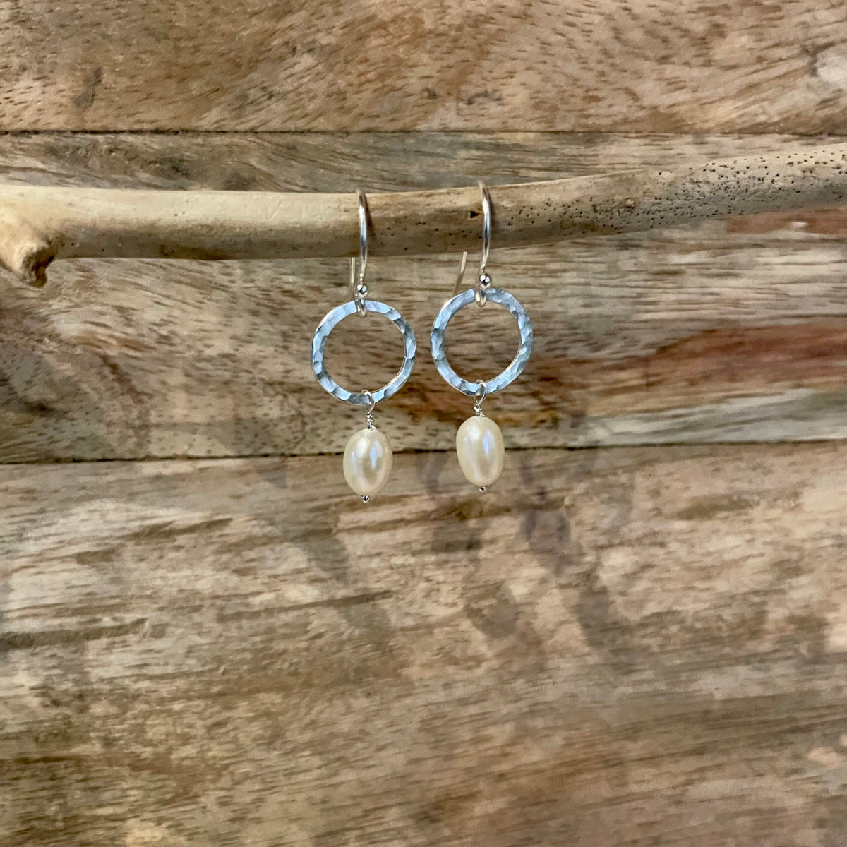 Silver Halo Pearl Drop Earrings image 3
