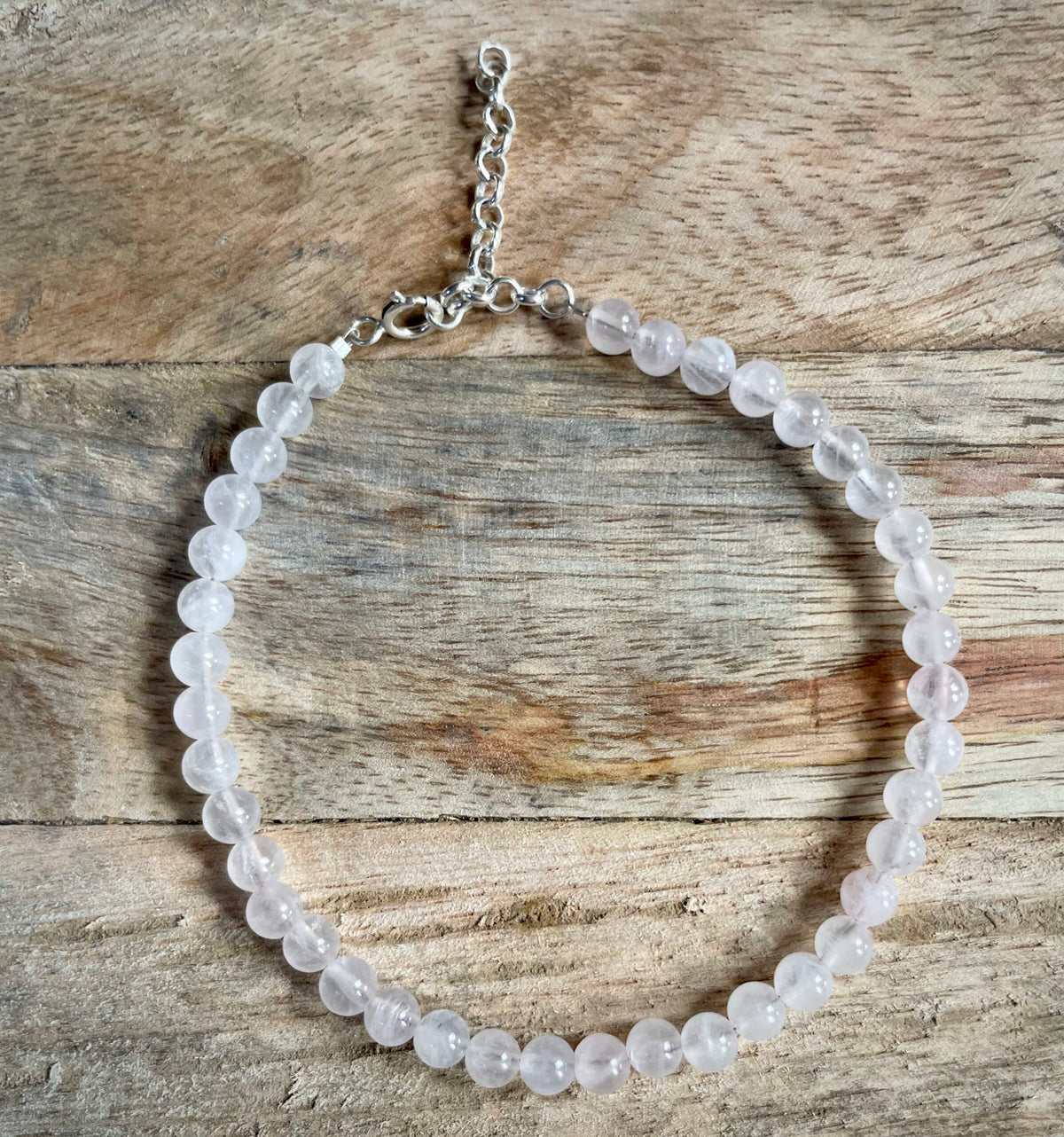 Minimalist Rose Quartz and Sterling Silver Bracelet image 3