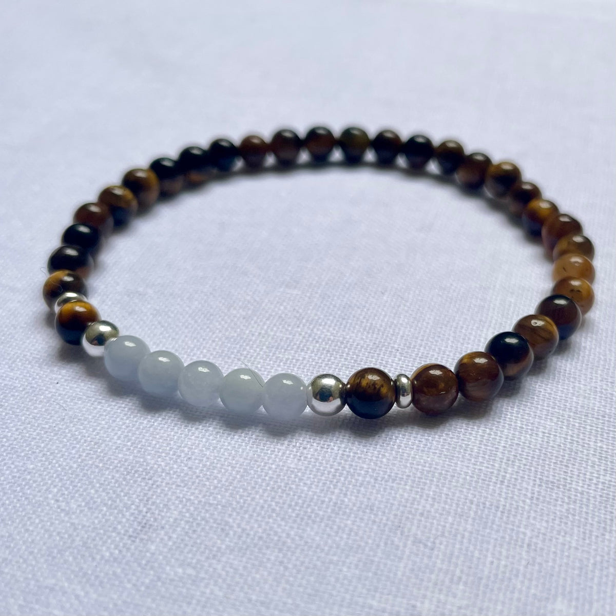 Aquamarine and Yellow Tiger Eye Bracelet image 0
