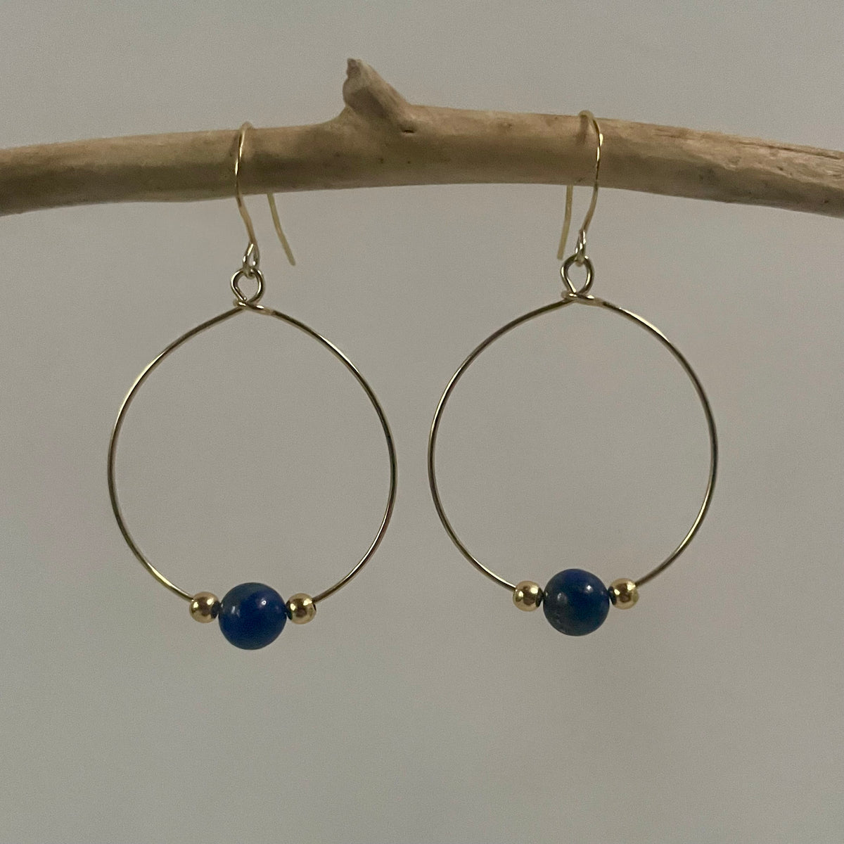 Lapis Lazuli Gold Hoop Earrings image 2