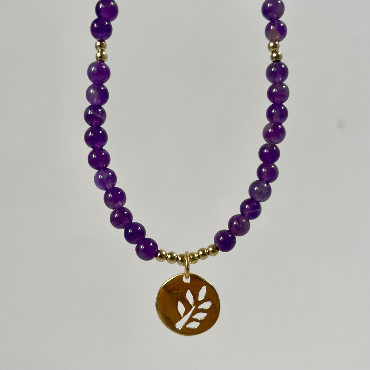 Amethyst & Gold Vermeil Leaf Necklace image 3