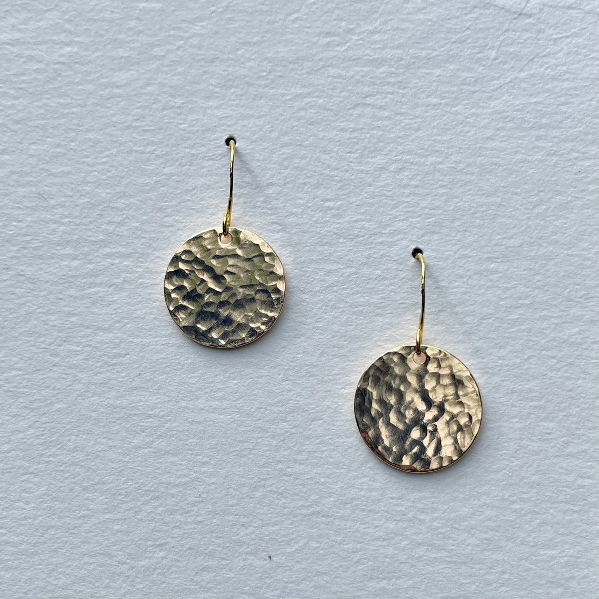 Hammered Gold Disc Earrings image 1
