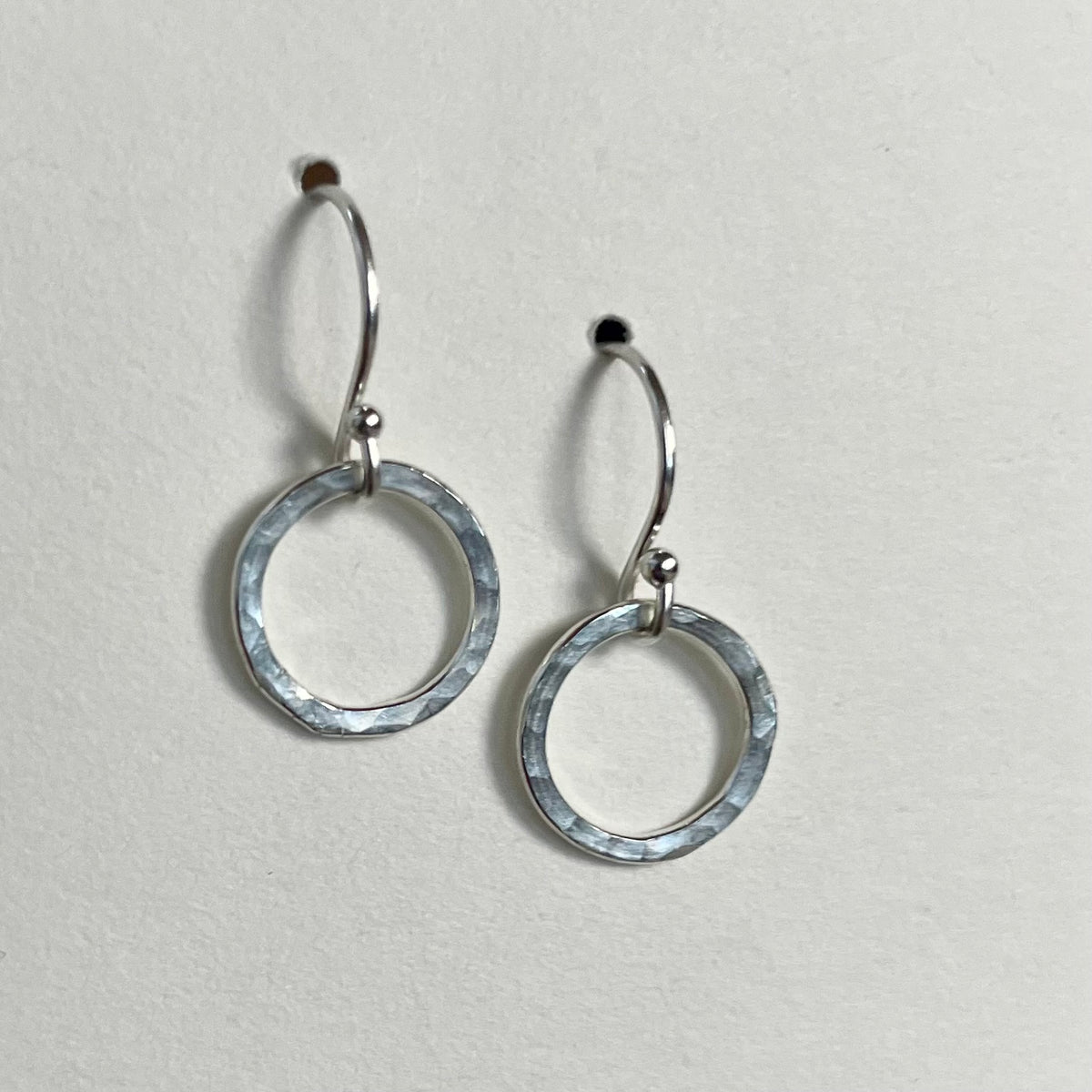 Halo Hammered Sterling Silver Earrings image 1
