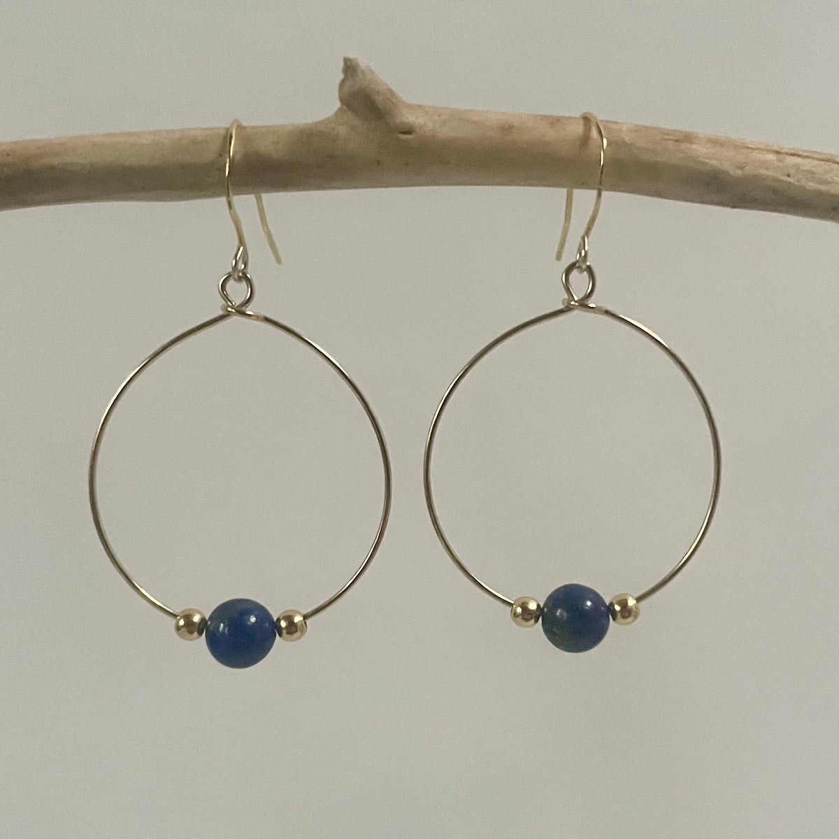 Lapis Lazuli Gold Hoop Earrings image 0