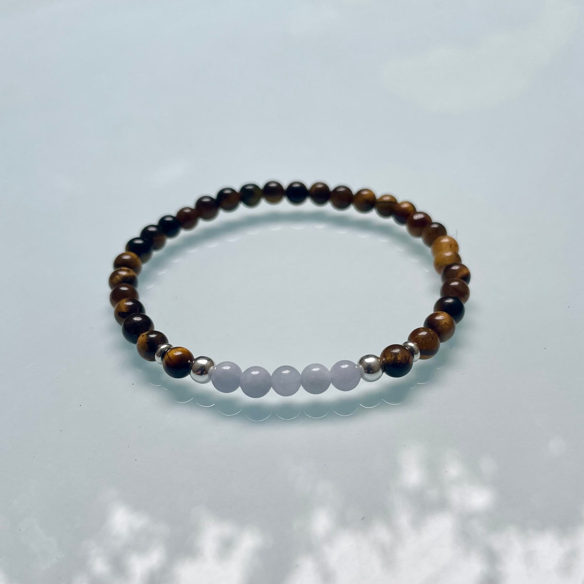 Aquamarine and Yellow Tiger Eye Bracelet image 3
