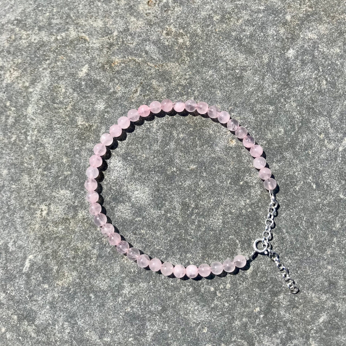 Minimalist Rose Quartz and Sterling Silver Bracelet image 1