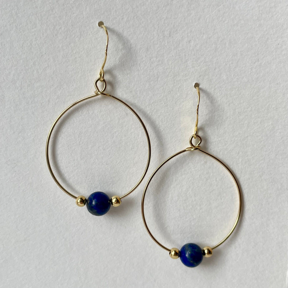 Lapis Lazuli Gold Hoop Earrings image 1