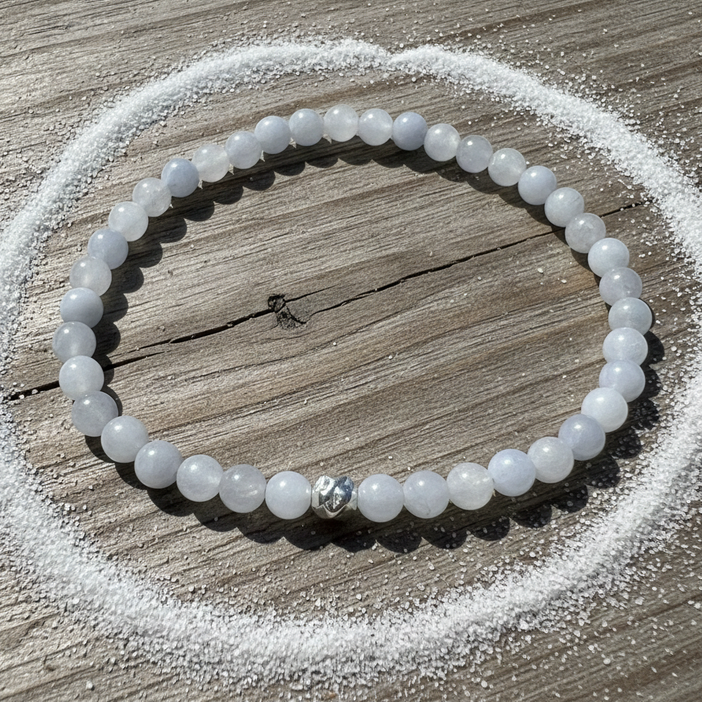 Aquamarine Beaded Bracelet - Sterling Silver image 3