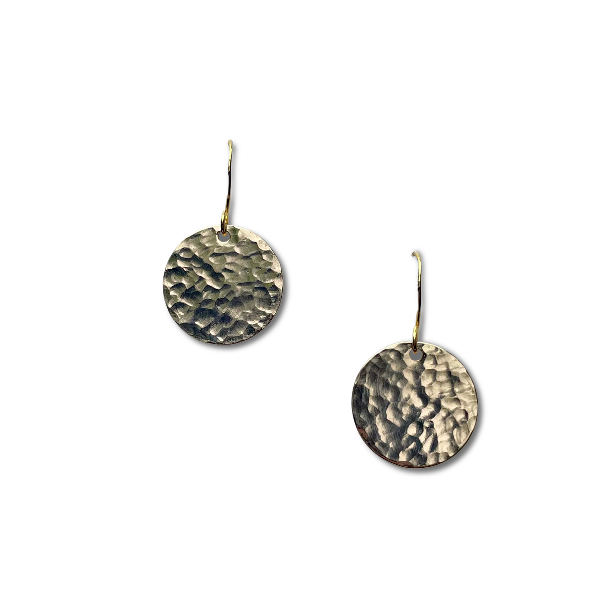 Hammered Gold Disc Earrings image 0