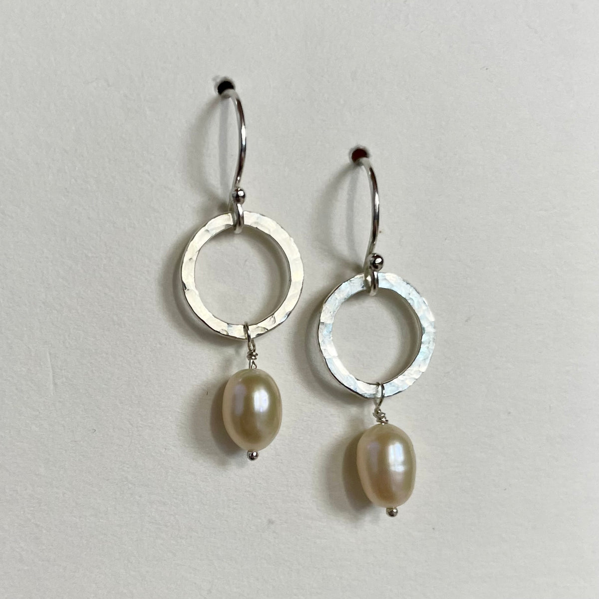 Silver Halo Pearl Drop Earrings image 1