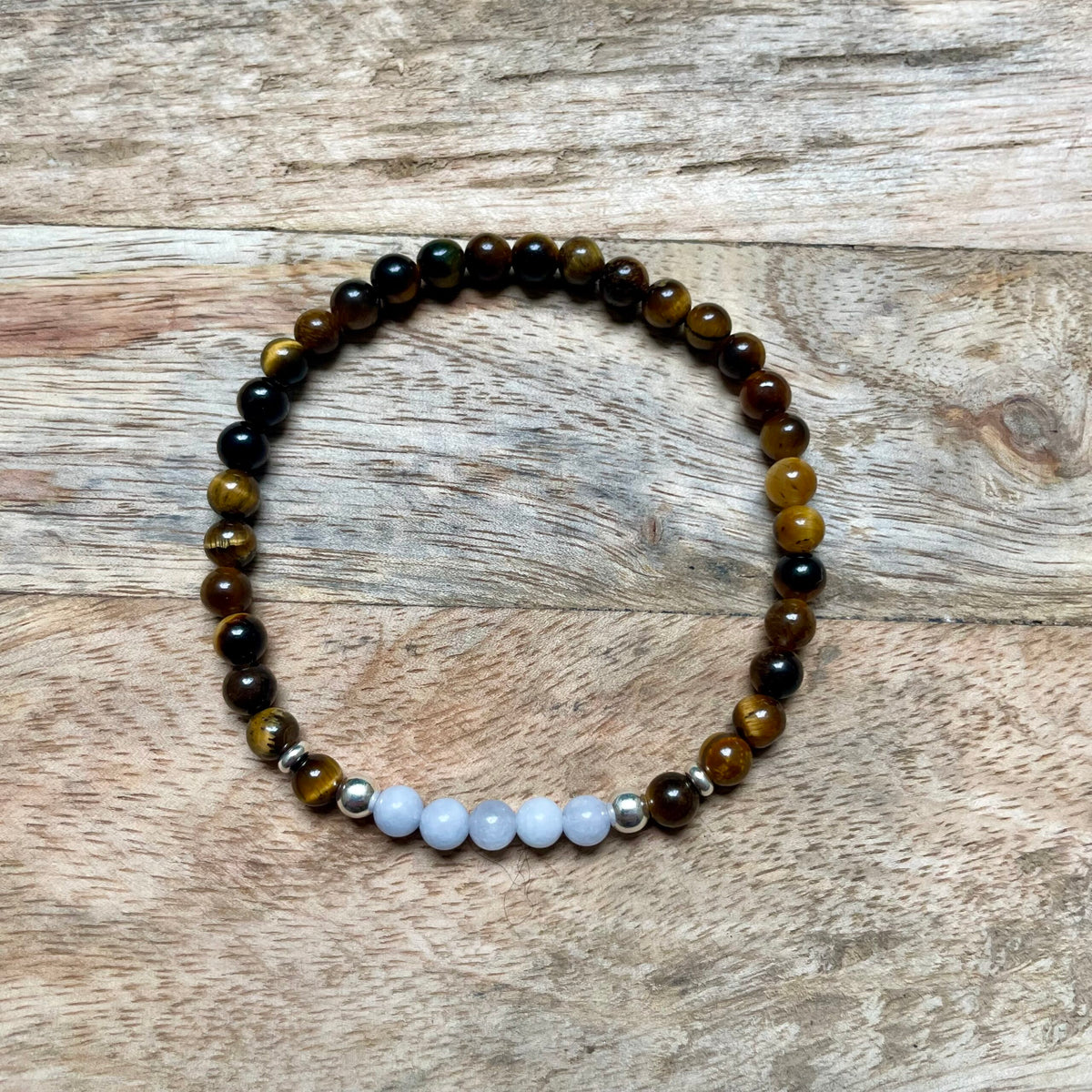 Aquamarine and Yellow Tiger Eye Bracelet image 4