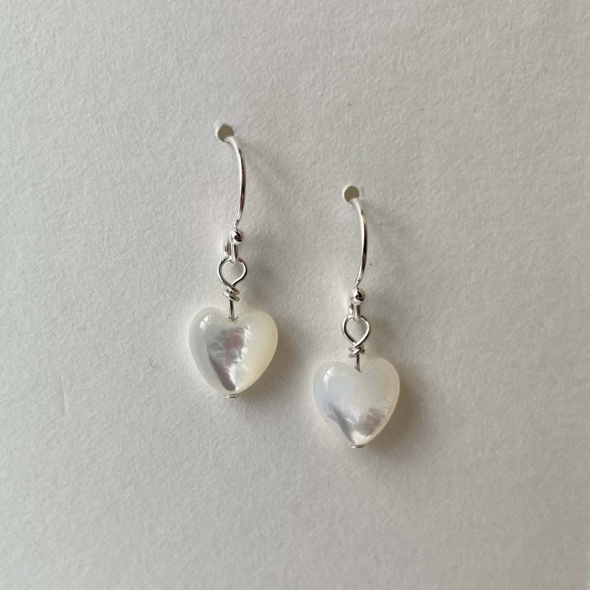 Dainty Mother of Pearl Heart Earrings image 4