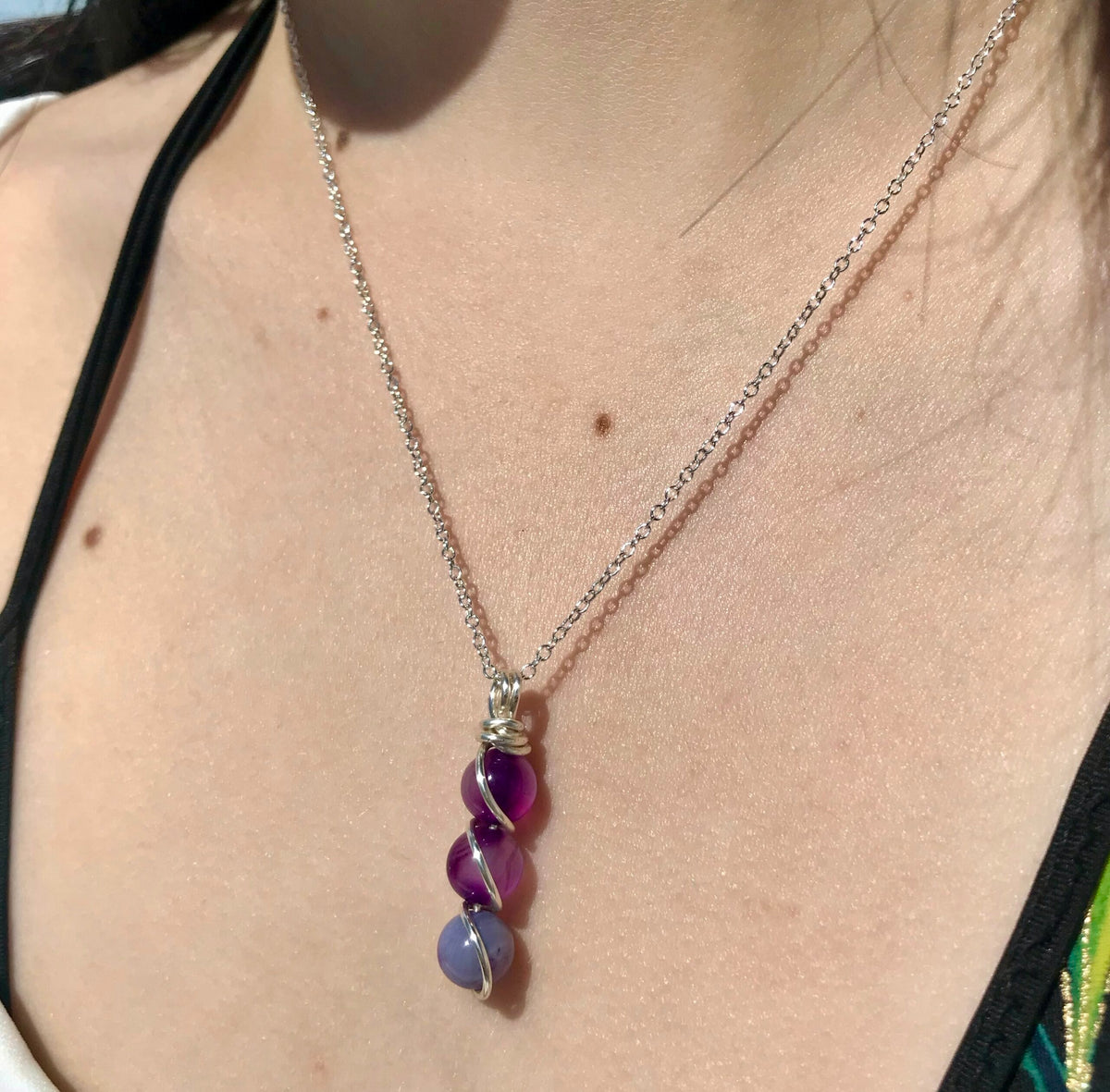 Starlit Cascade Purple Agate Necklace image 0
