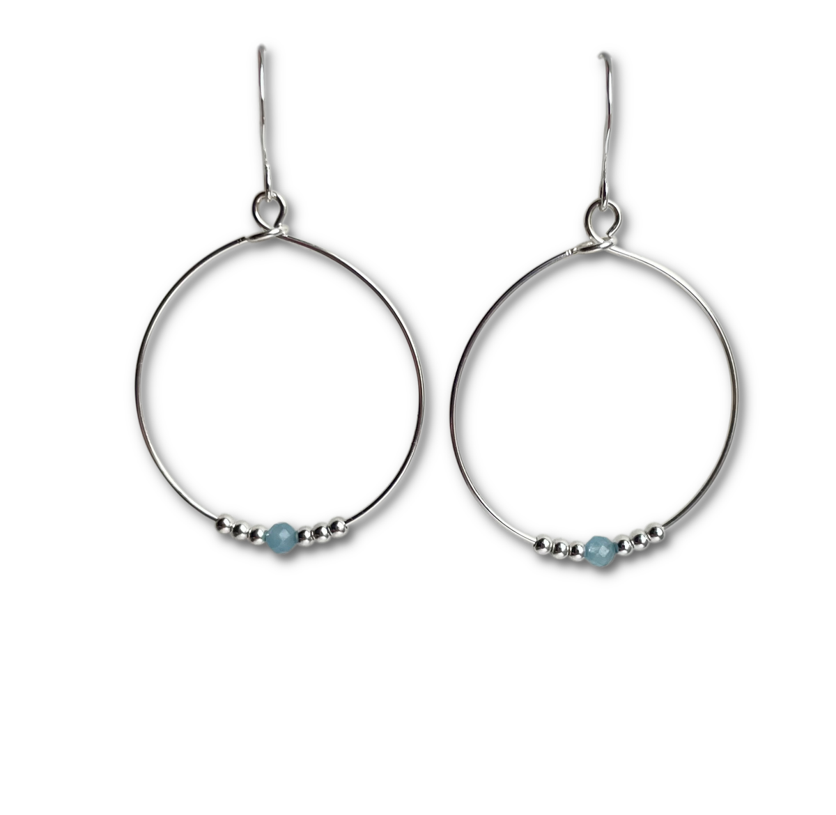 Aquamarine Beaded Hoop Earrings image 0