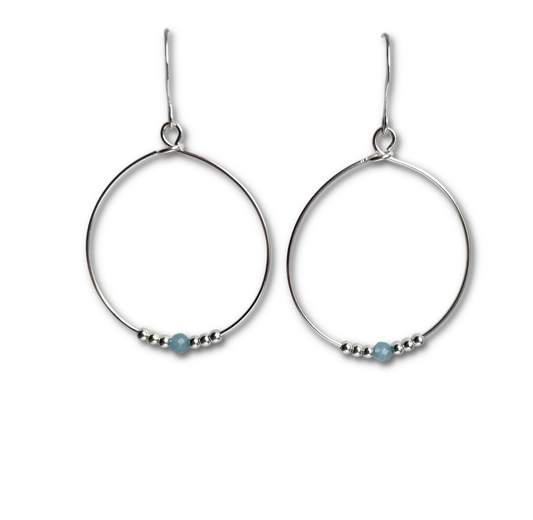 Aquamarine Beaded Hoop Earrings image 0