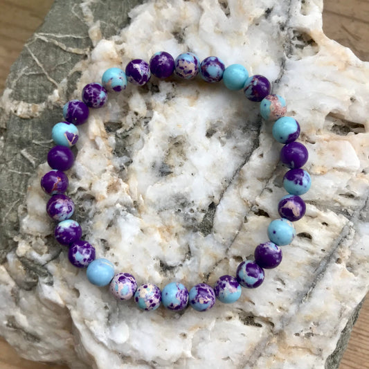 Purple and Blue Galaxy Sea Sediment Beaded Bracelet image 0