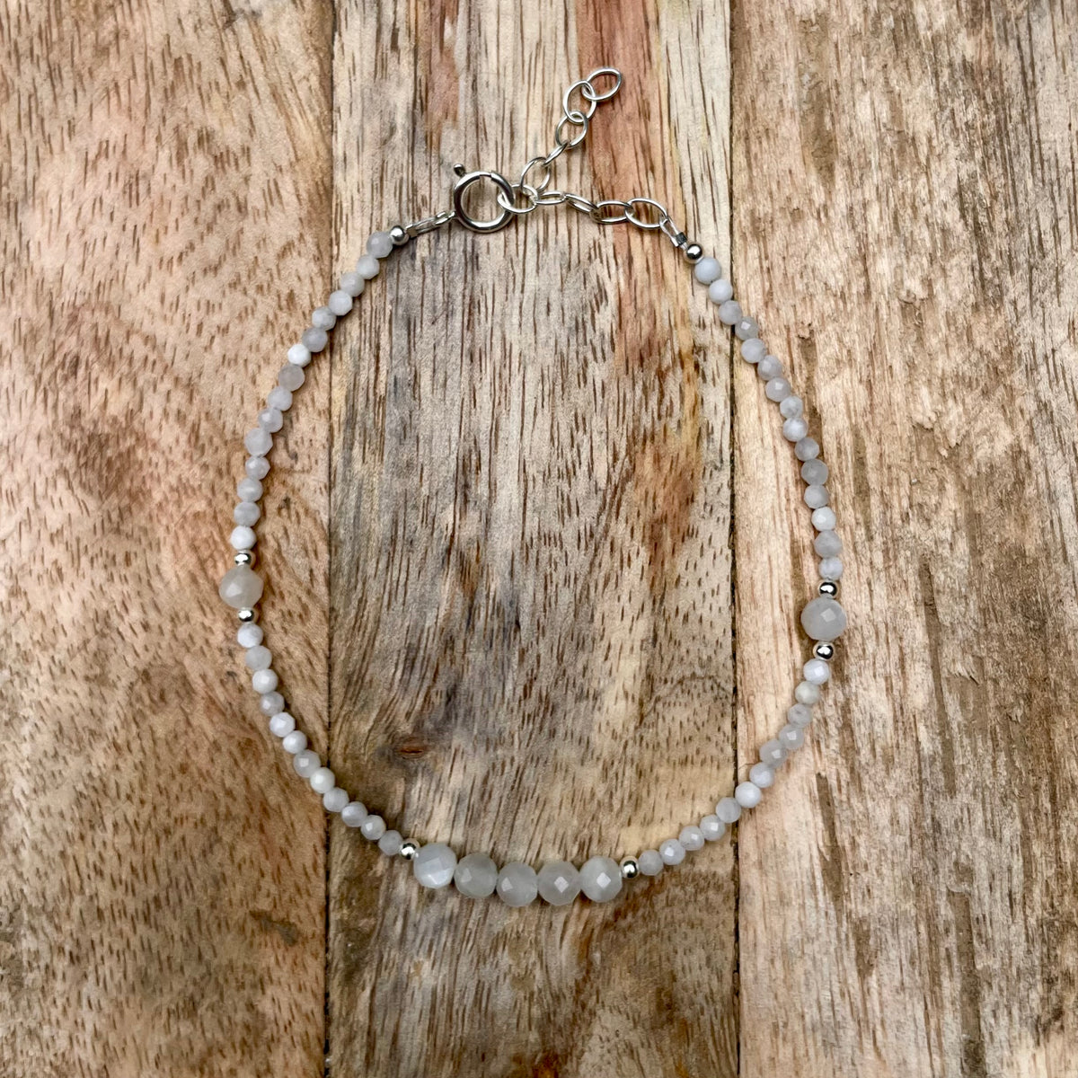 Moonstone Sterling Silver Beaded Bracelet image 2