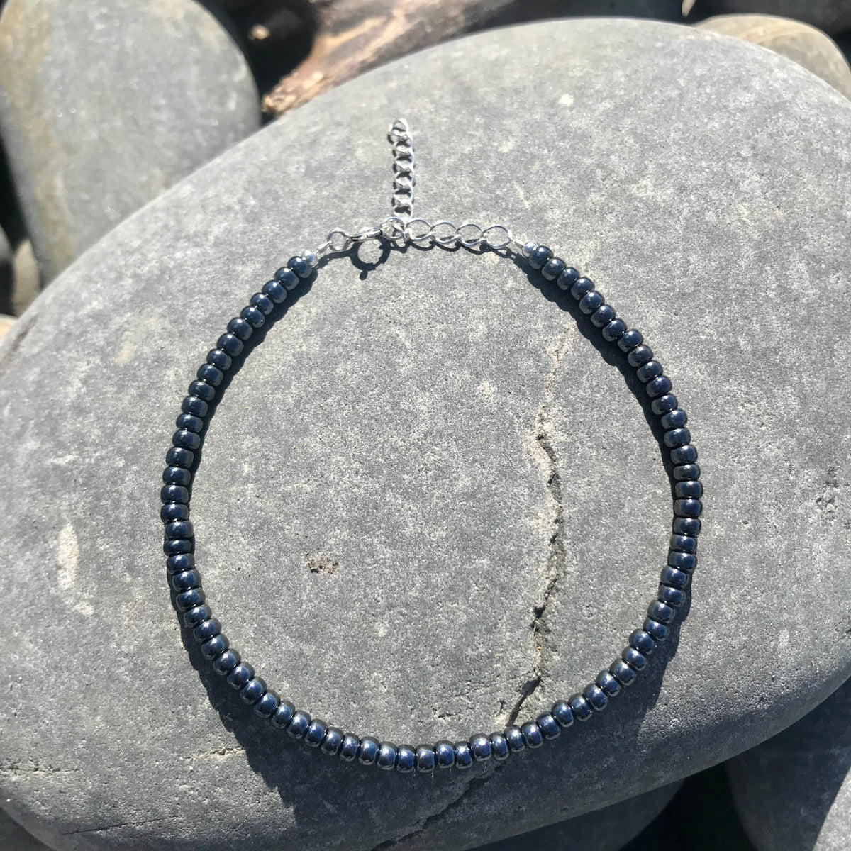 Charcoal Mist Miyuki Beaded Bracelet - Sterling Silver image 2