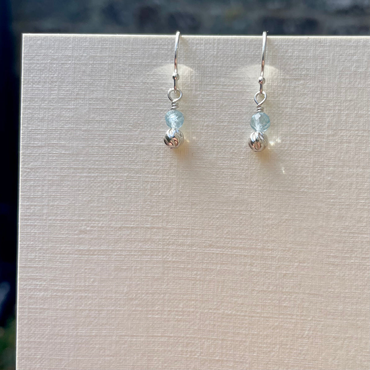 Dainty Aquamarine & Sterling Silver Earrings image 1