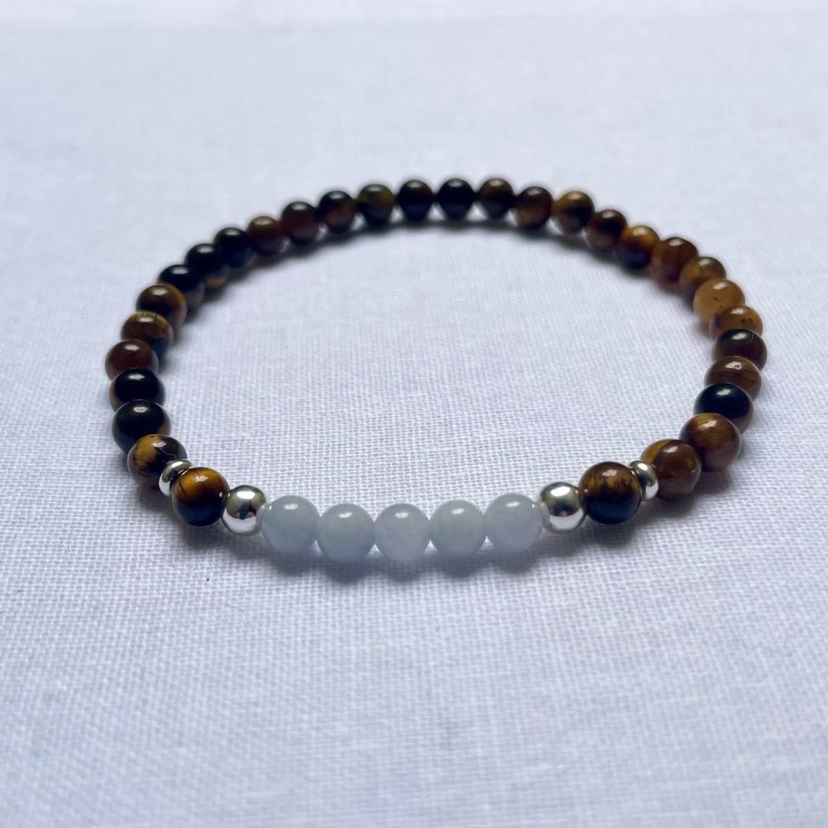 Aquamarine and Yellow Tiger Eye Bracelet image 2