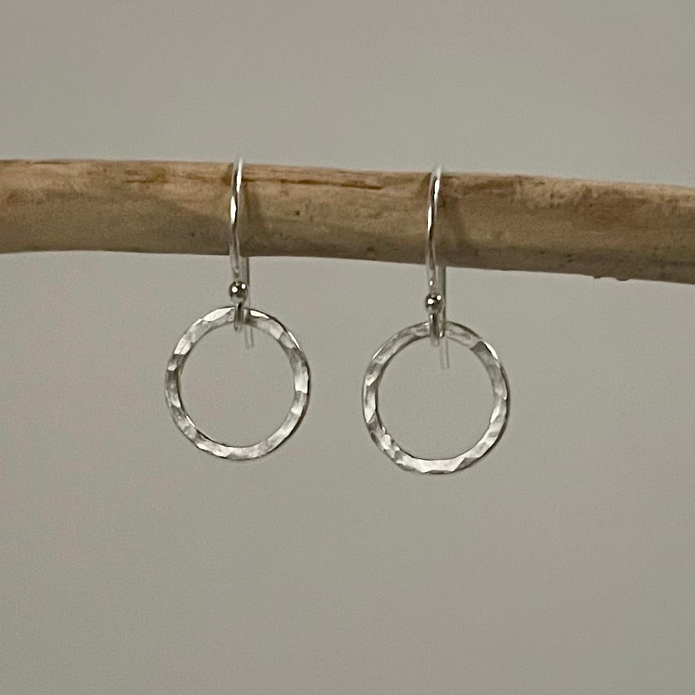 Halo Hammered Sterling Silver Earrings image 2