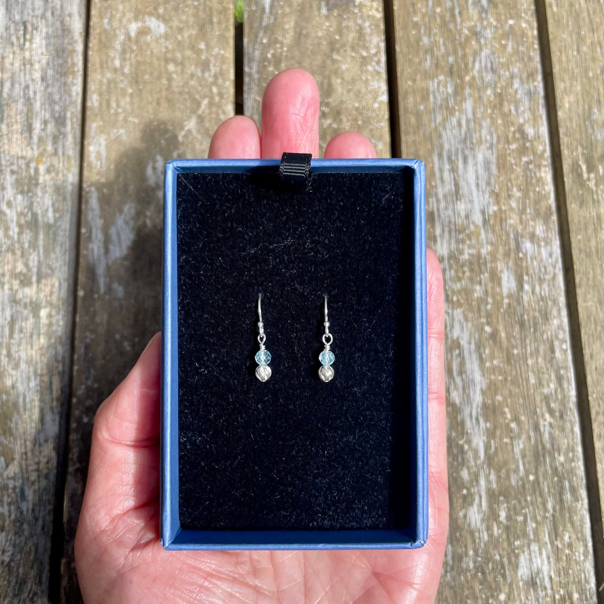 Dainty Aquamarine & Sterling Silver Earrings image 3