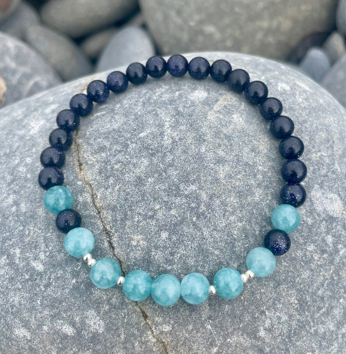 Aquamarine and Blue Sandstone Bracelet image 0