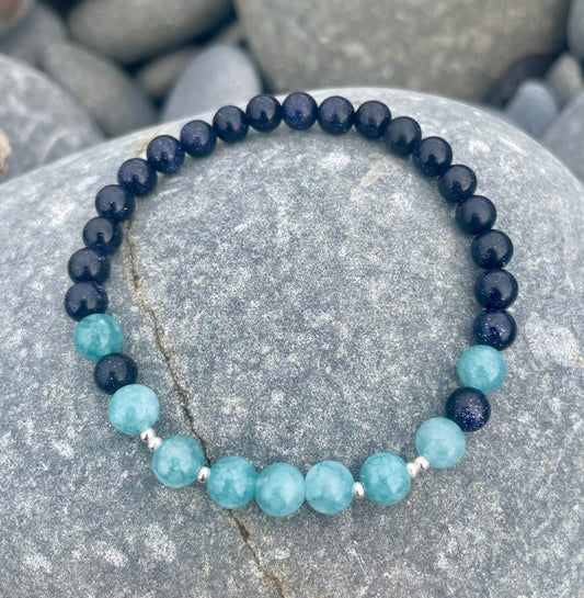 Aquamarine and Blue Sandstone Bracelet image 0