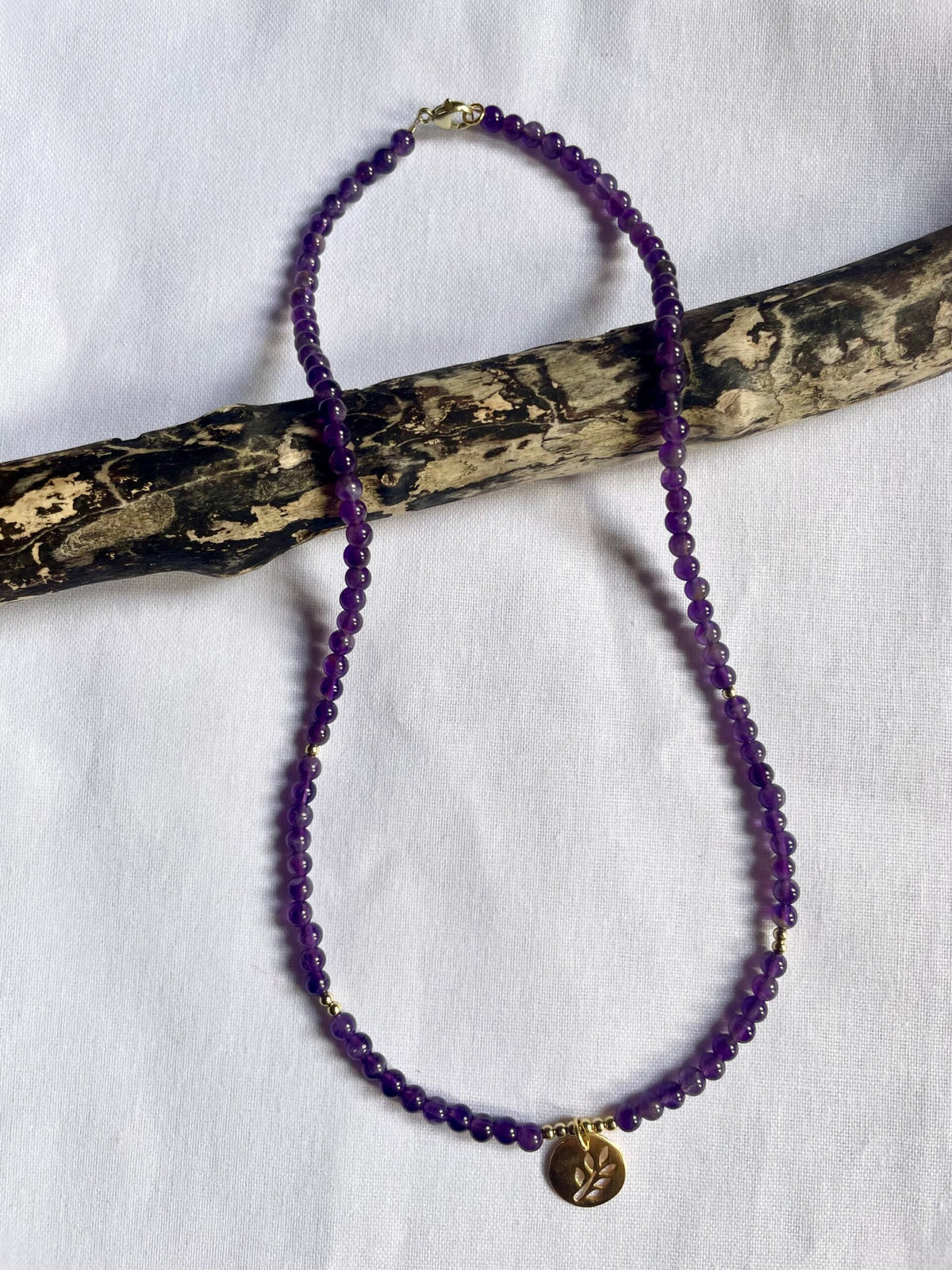 Amethyst & Gold Vermeil Leaf Necklace image 4