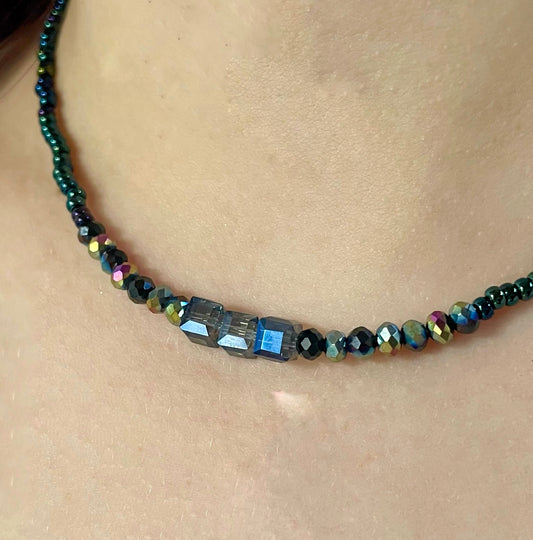 Neptune Crystal Beaded Necklace – Sterling Silver image 0