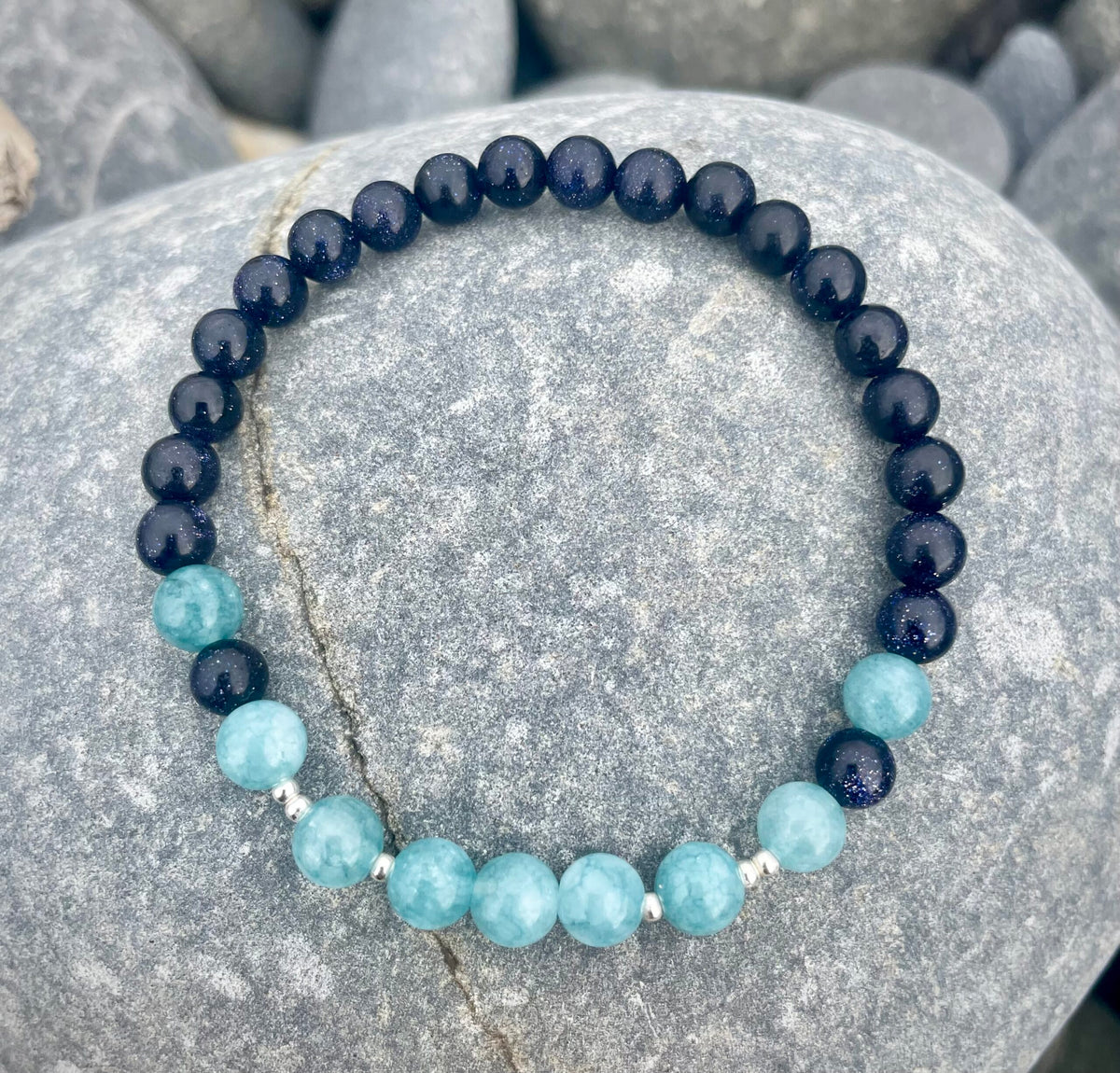 Aquamarine and Blue Sandstone Bracelet image 2