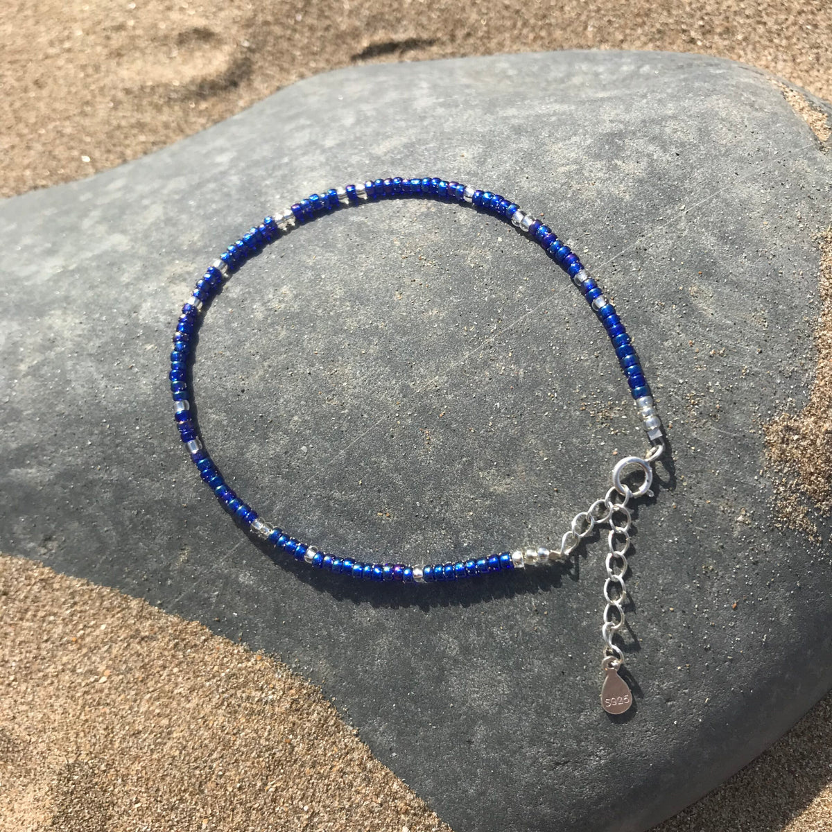 Sterling Silver Cobalt Drift Beaded Bracelet image 1