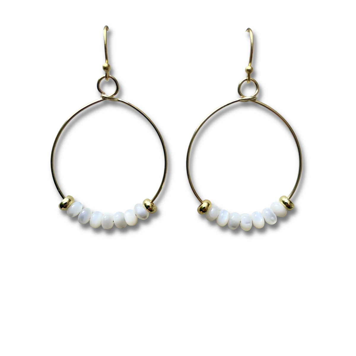 Mother of Pearl Gold Hoop Earrings image 0