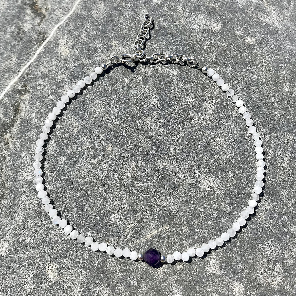 Moonstone and Amethyst Bracelet - Sterling Silver image 0