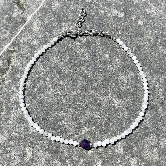 Moonstone and Amethyst Bracelet - Sterling Silver image 0