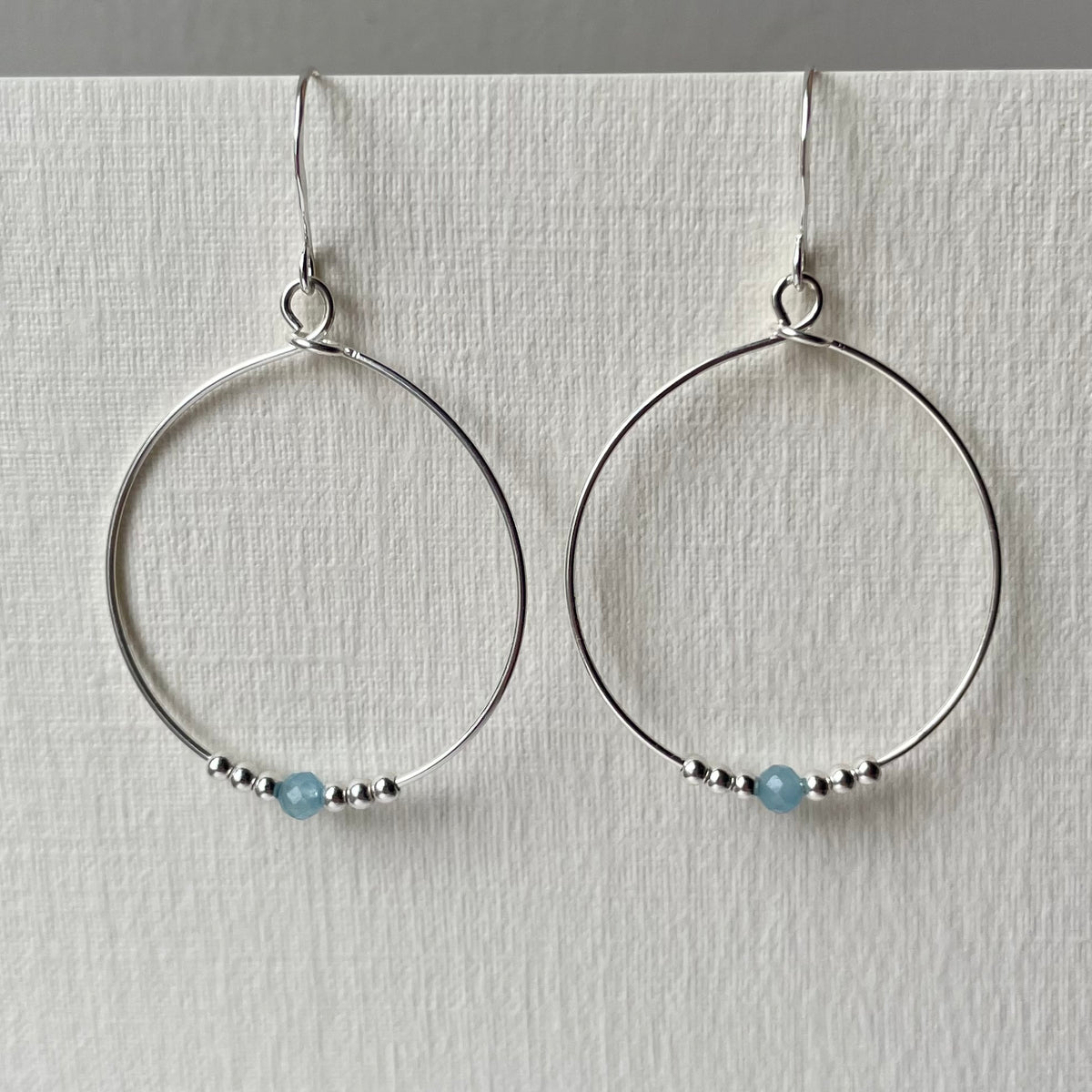 Aquamarine Beaded Hoop Earrings image 1