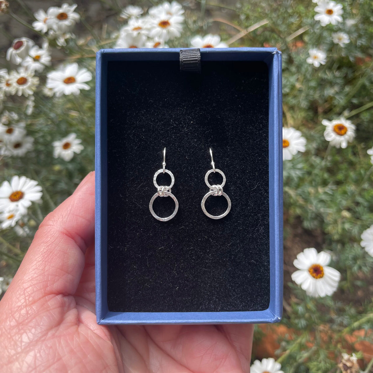 Hammered Double Circle Sterling Silver Earrings image 4