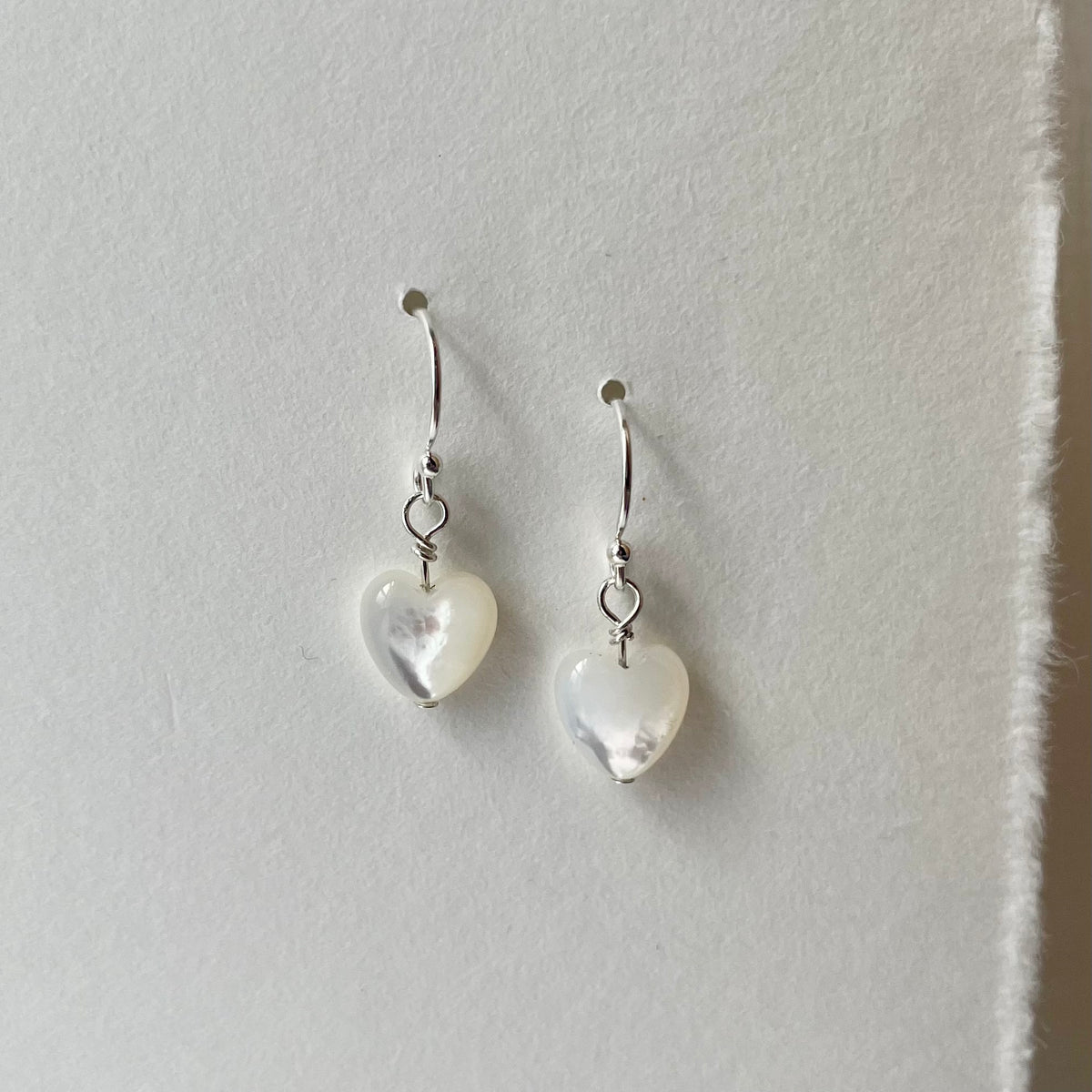 Dainty Mother of Pearl Heart Earrings image 2