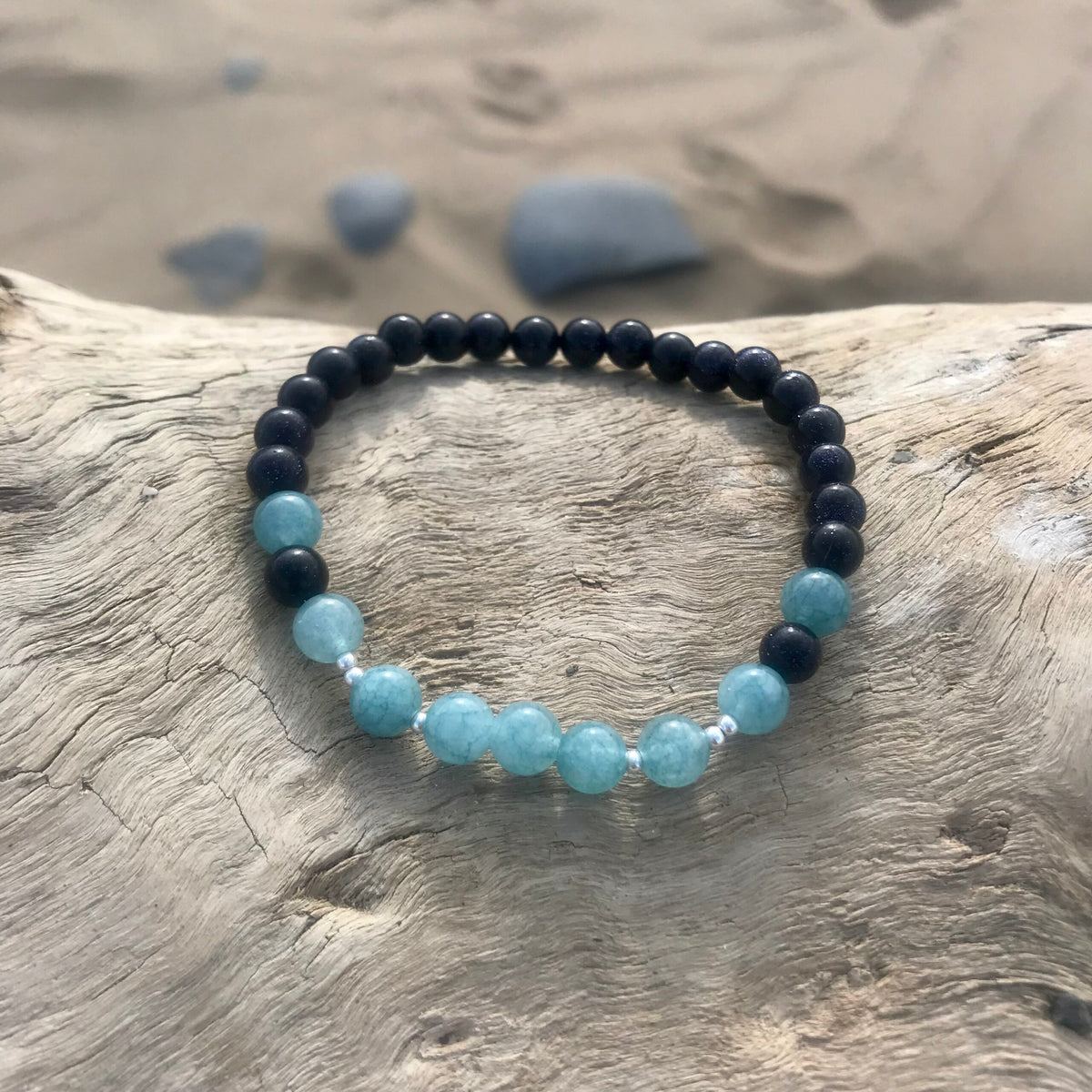 Aquamarine and Blue Sandstone Bracelet image 1
