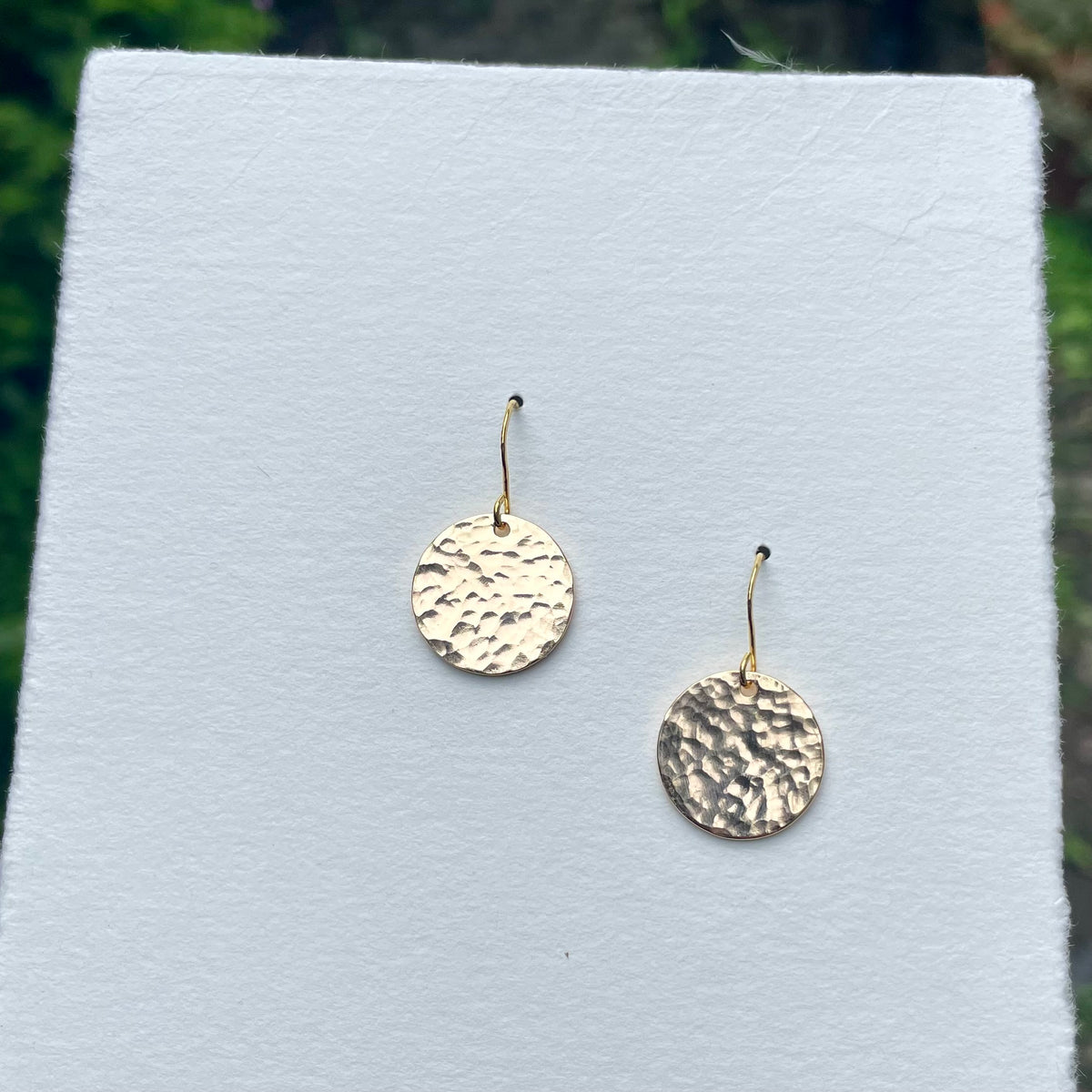 Hammered Gold Disc Earrings image 2