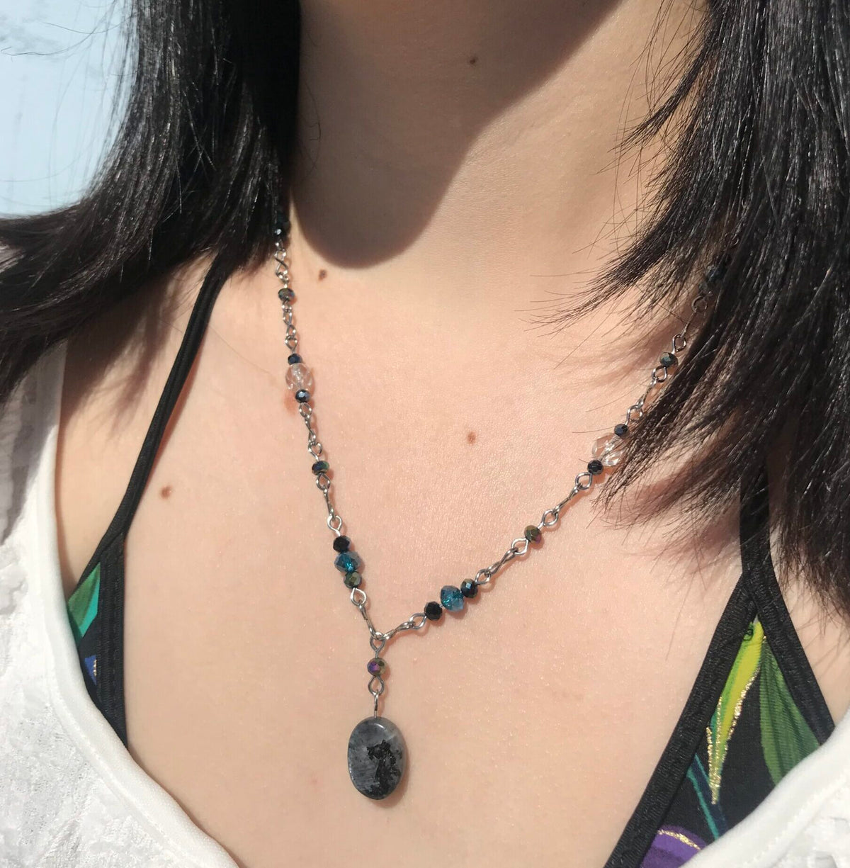 Labradorite Crystal Infinity Link Necklace image 0