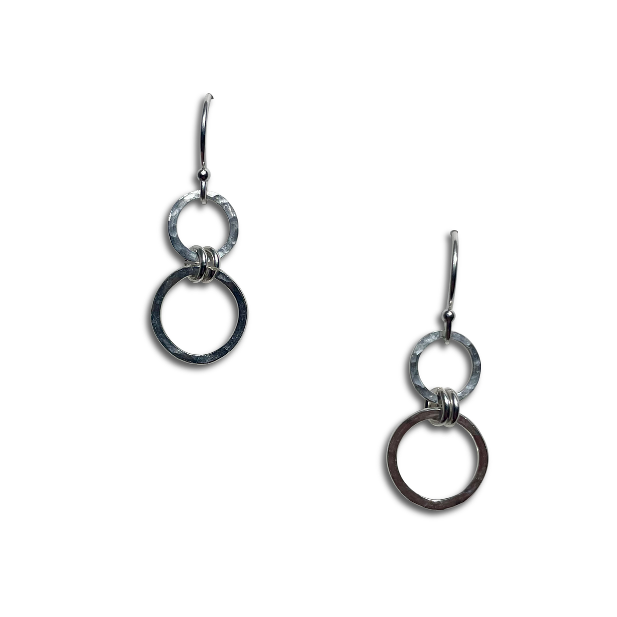 Hammered Double Circle Sterling Silver Earrings image 0