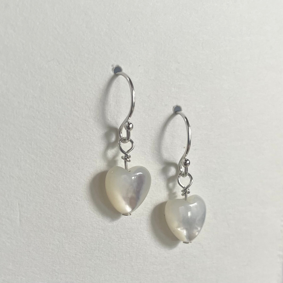 Dainty Mother of Pearl Heart Earrings image 3