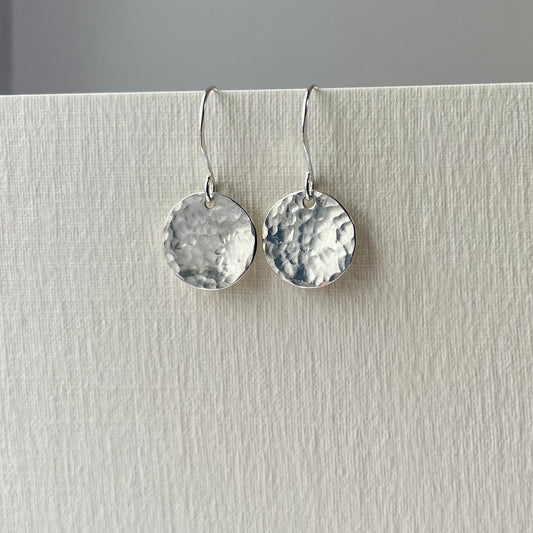 Sterling Silver Hammered Disc Earrings image 0